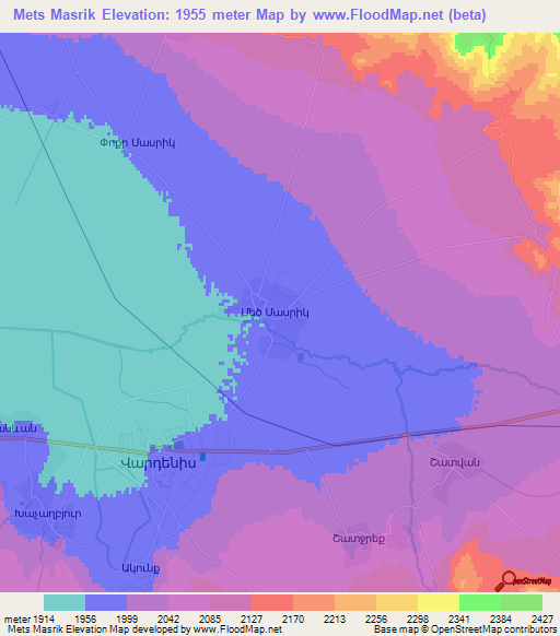 Mets Masrik,Armenia Elevation Map
