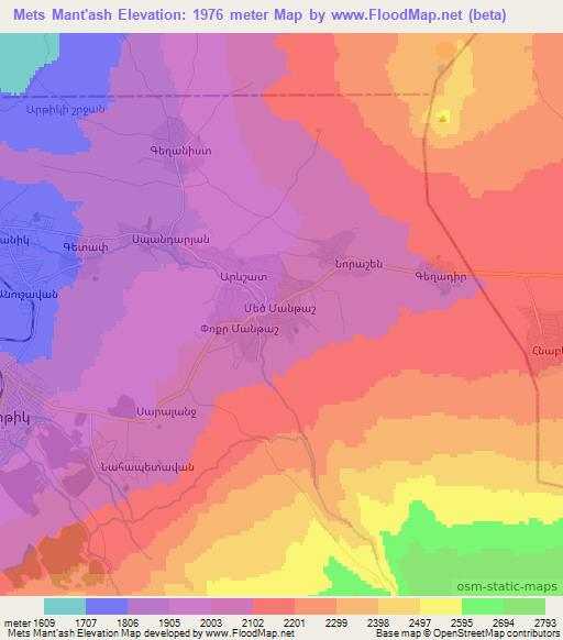 Mets Mant'ash,Armenia Elevation Map