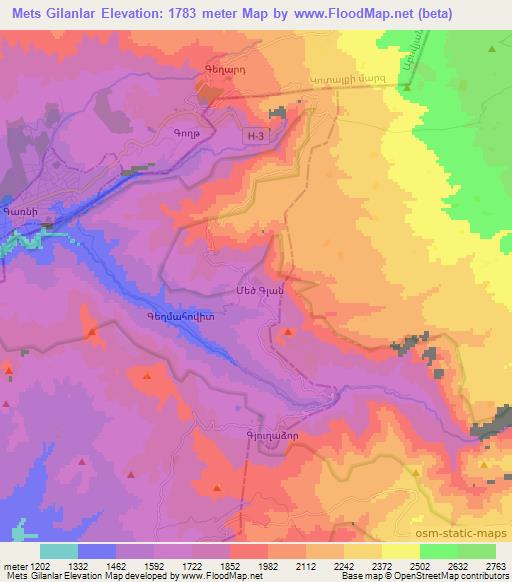 Mets Gilanlar,Armenia Elevation Map