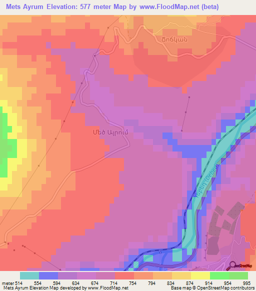 Mets Ayrum,Armenia Elevation Map