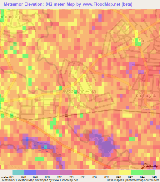 Metsamor,Armenia Elevation Map