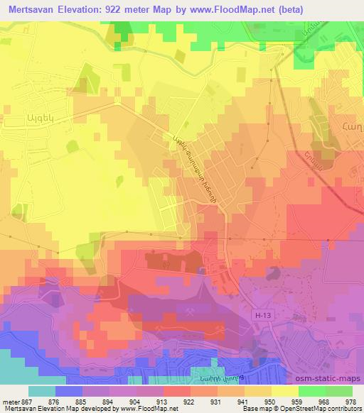 Mertsavan,Armenia Elevation Map