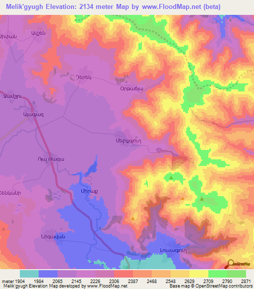 Melik'gyugh,Armenia Elevation Map