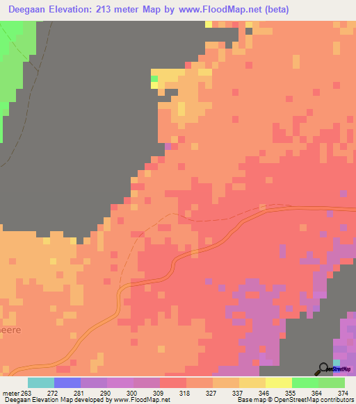 Deegaan,Somalia Elevation Map