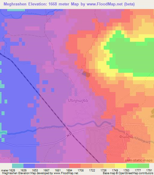 Meghrashen,Armenia Elevation Map