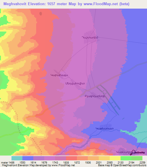 Meghvahovit,Armenia Elevation Map