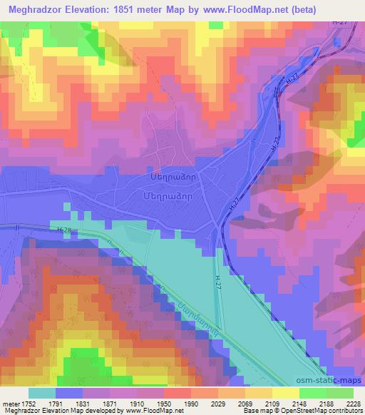 Meghradzor,Armenia Elevation Map