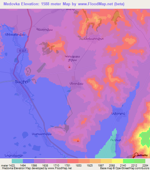 Medovka,Armenia Elevation Map