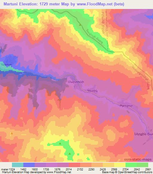 Martuni,Armenia Elevation Map