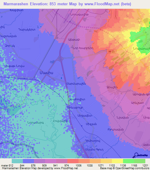 Marmarashen,Armenia Elevation Map