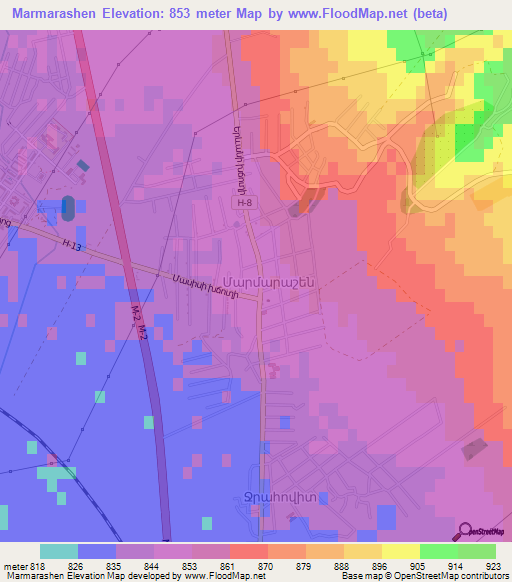 Marmarashen,Armenia Elevation Map