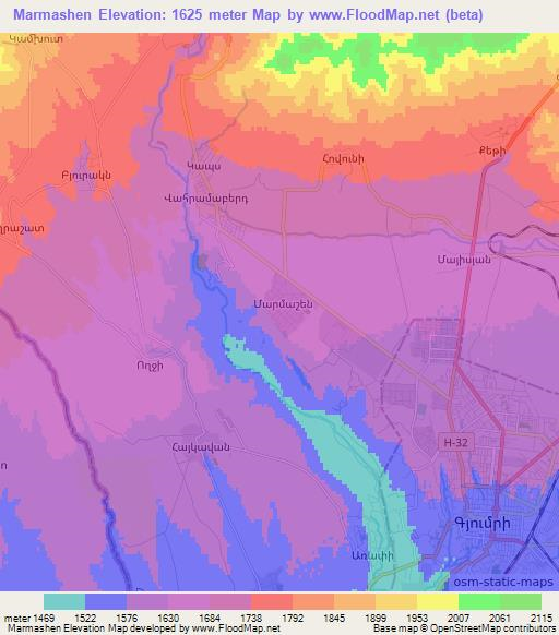 Marmashen,Armenia Elevation Map