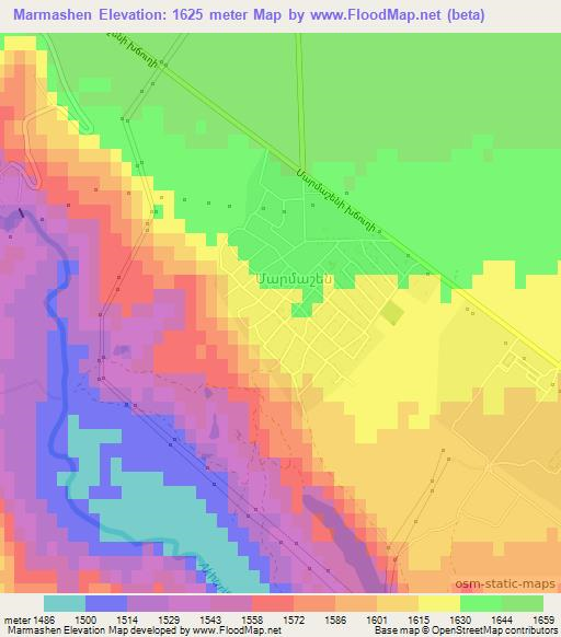 Marmashen,Armenia Elevation Map