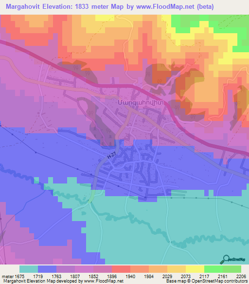 Margahovit,Armenia Elevation Map