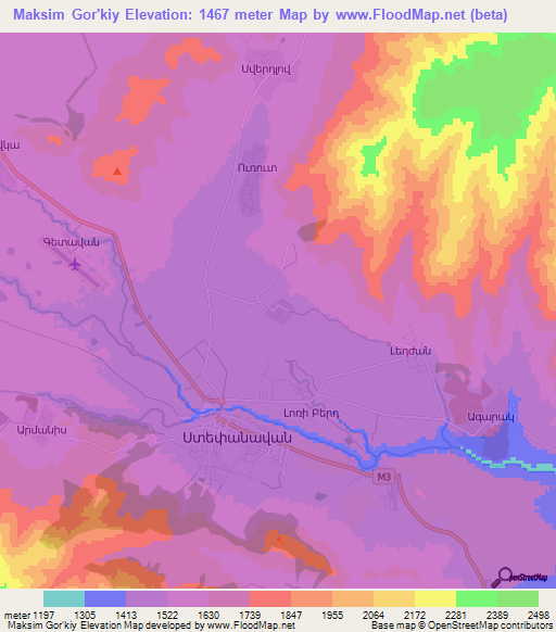 Maksim Gor'kiy,Armenia Elevation Map