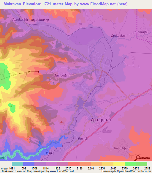 Makravan,Armenia Elevation Map