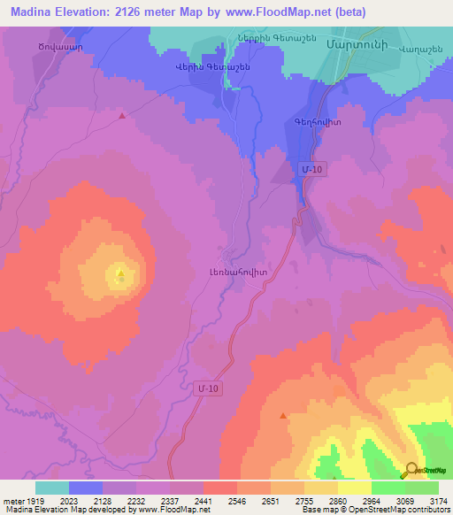 Madina,Armenia Elevation Map