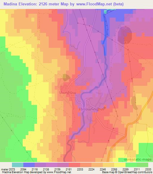 Madina,Armenia Elevation Map