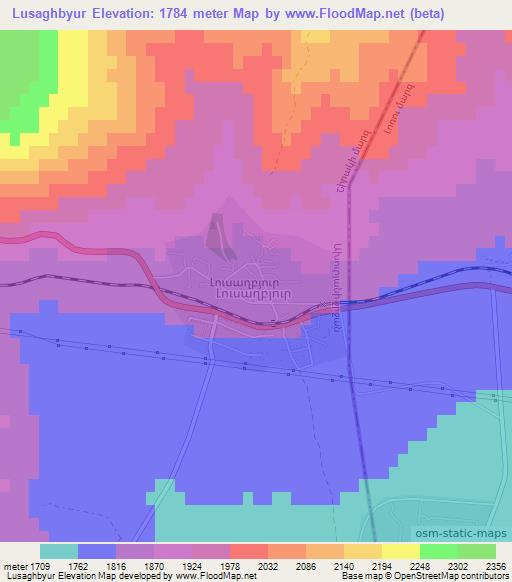 Lusaghbyur,Armenia Elevation Map