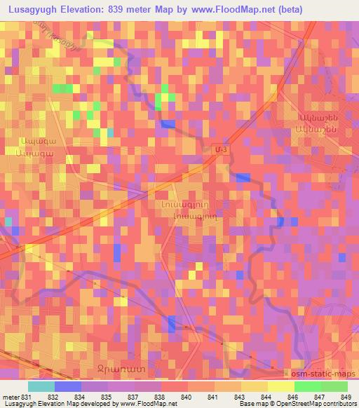 Lusagyugh,Armenia Elevation Map