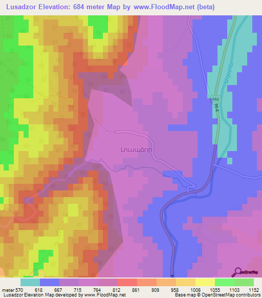Lusadzor,Armenia Elevation Map