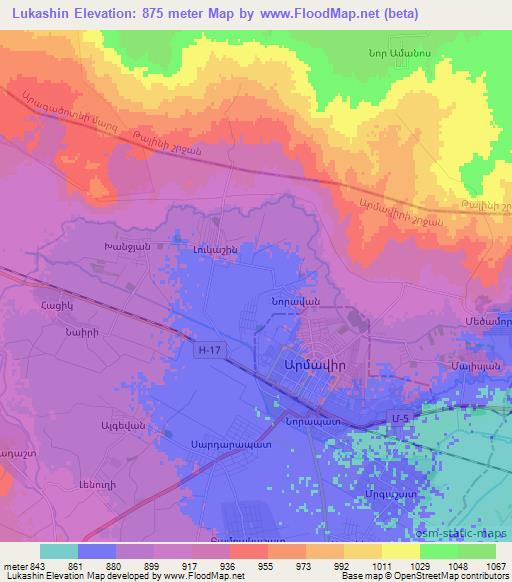 Lukashin,Armenia Elevation Map