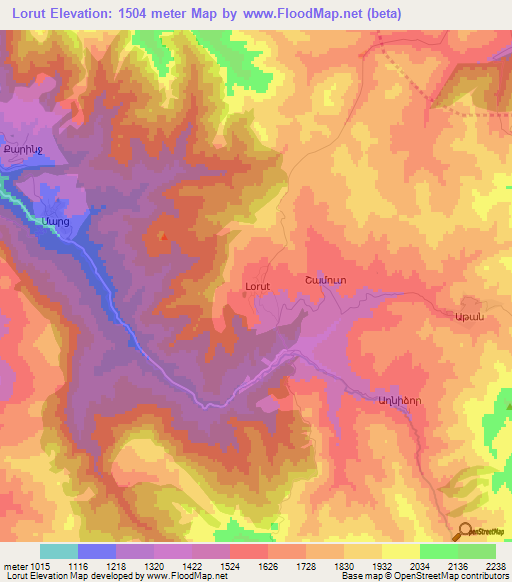 Lorut,Armenia Elevation Map
