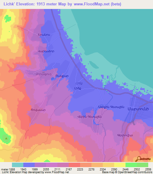 Lichk',Armenia Elevation Map