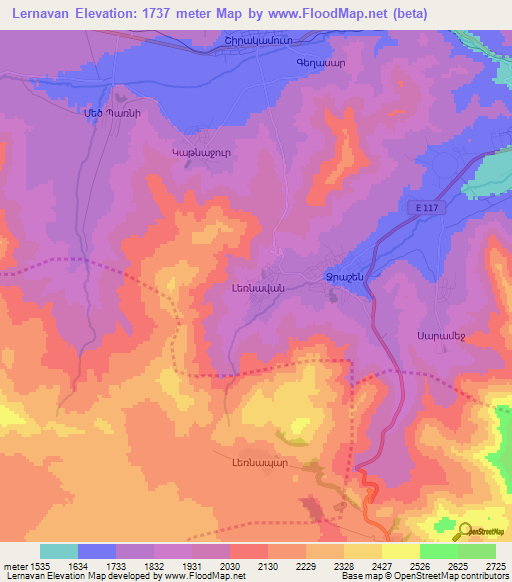 Lernavan,Armenia Elevation Map