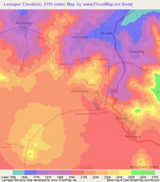 Lernapar,Armenia Elevation Map