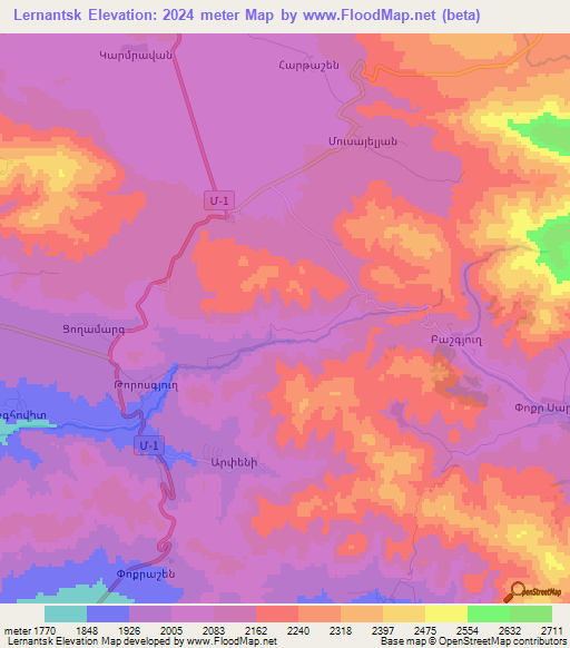 Lernantsk,Armenia Elevation Map