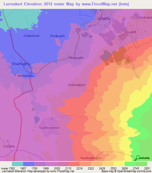 Lerrnakert,Armenia Elevation Map