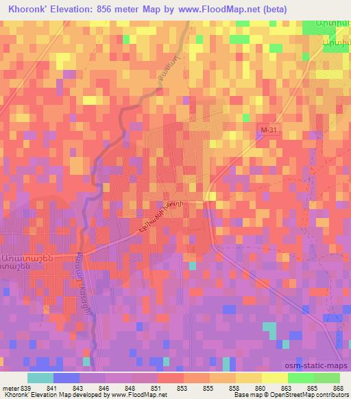 Khoronk',Armenia Elevation Map