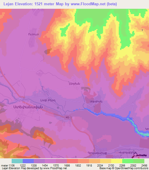 Lejan,Armenia Elevation Map