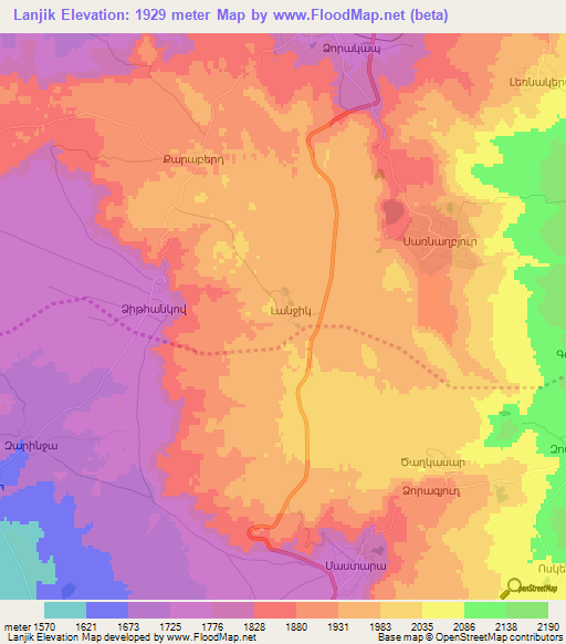 Lanjik,Armenia Elevation Map