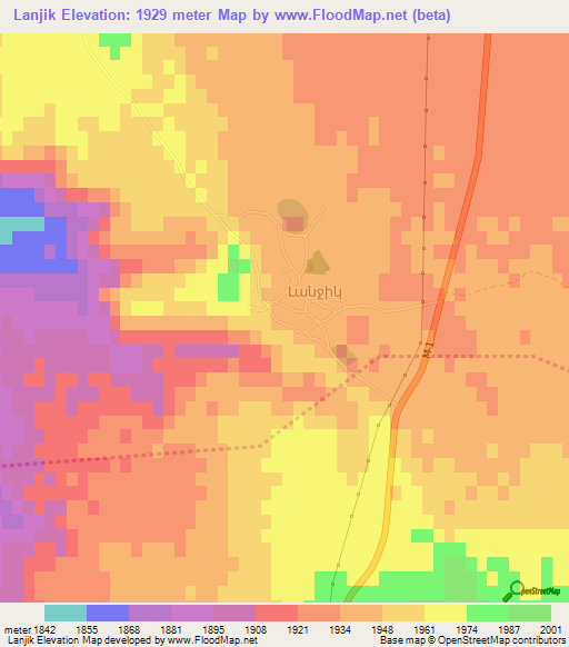 Lanjik,Armenia Elevation Map