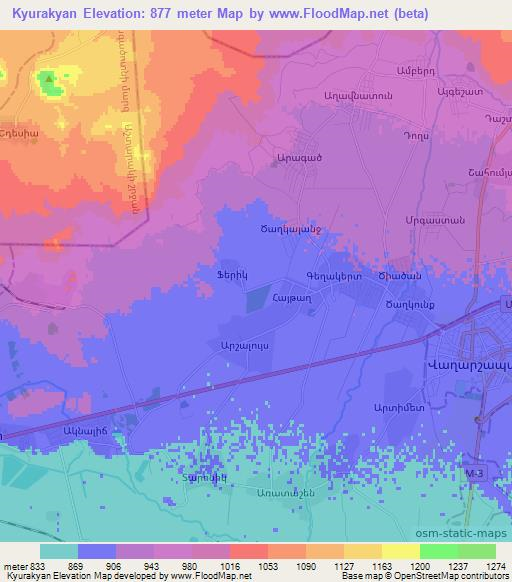 Kyurakyan,Armenia Elevation Map