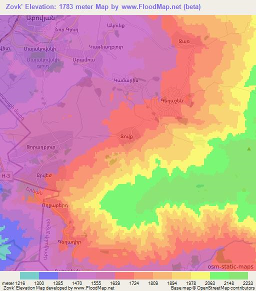 Zovk',Armenia Elevation Map