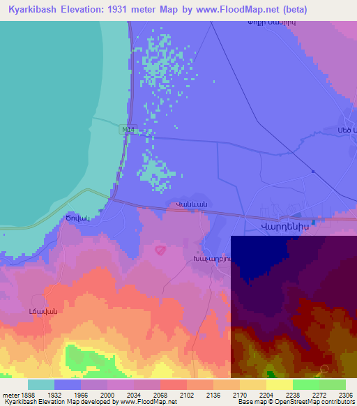 Kyarkibash,Armenia Elevation Map