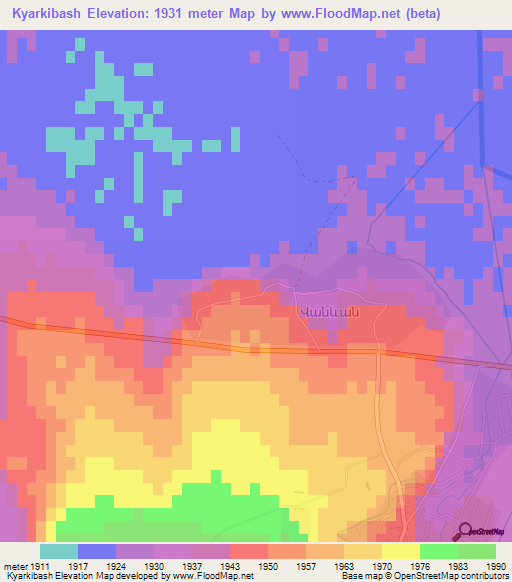 Kyarkibash,Armenia Elevation Map