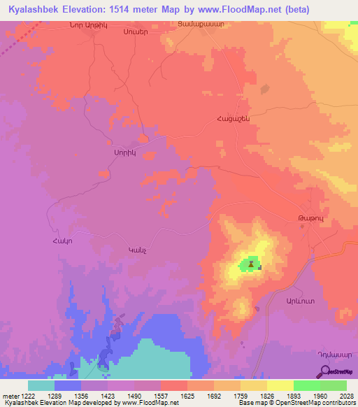 Kyalashbek,Armenia Elevation Map