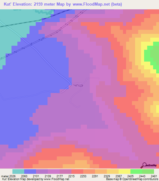 Kut',Armenia Elevation Map