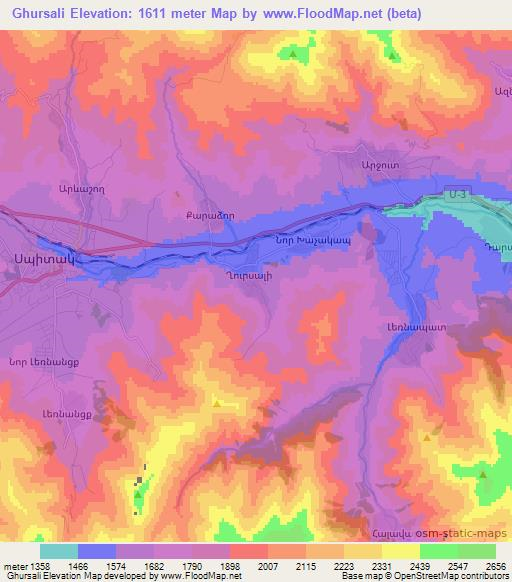 Ghursali,Armenia Elevation Map