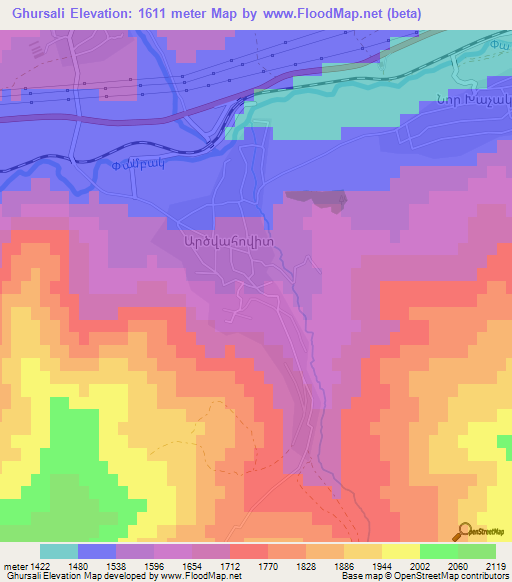 Ghursali,Armenia Elevation Map