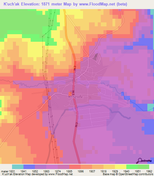 K'uch'ak,Armenia Elevation Map