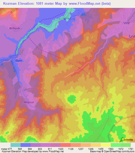 Kozman,Armenia Elevation Map