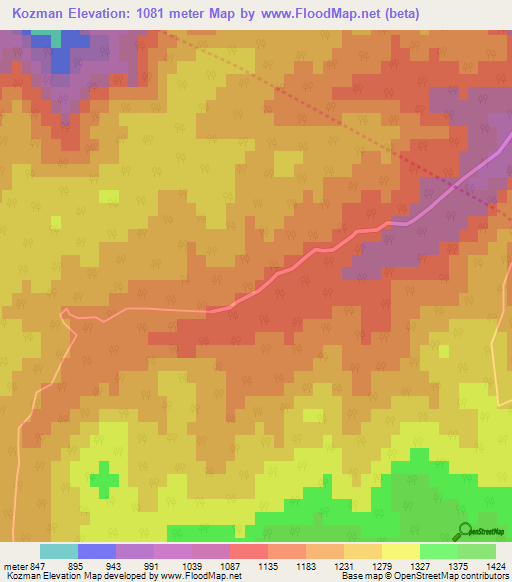 Kozman,Armenia Elevation Map