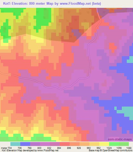 Kot'i,Armenia Elevation Map
