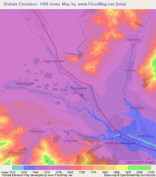 Kizkala,Armenia Elevation Map