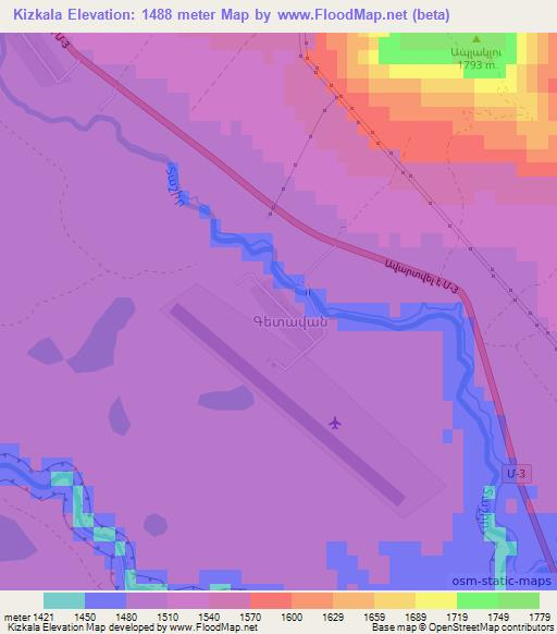 Kizkala,Armenia Elevation Map